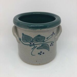 Great Bay Pottery Rye, NH Stoneware Crock/Serving Bowl/Planter - Green Ivy